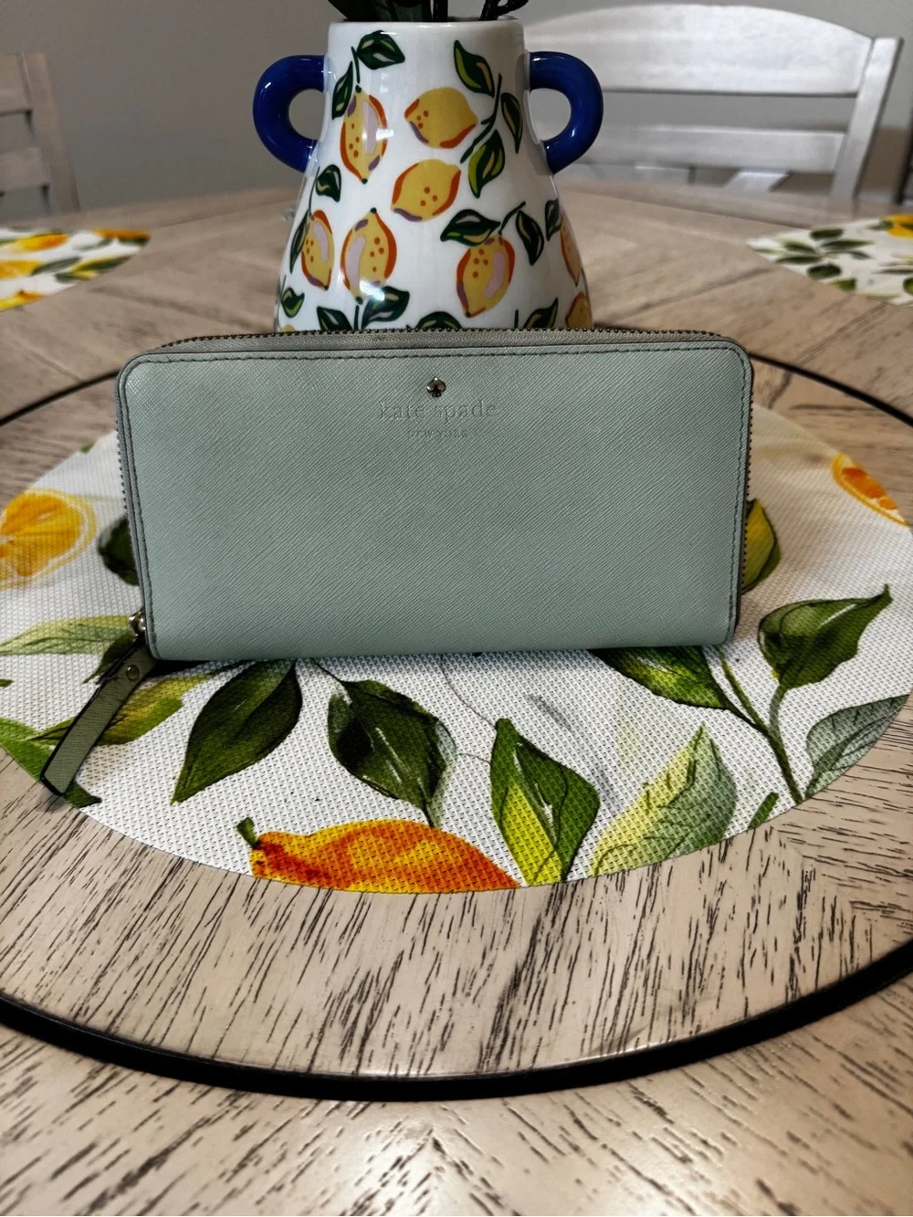 Kate Spade New York Mint Saffiano Leather Zip Around Wallet
